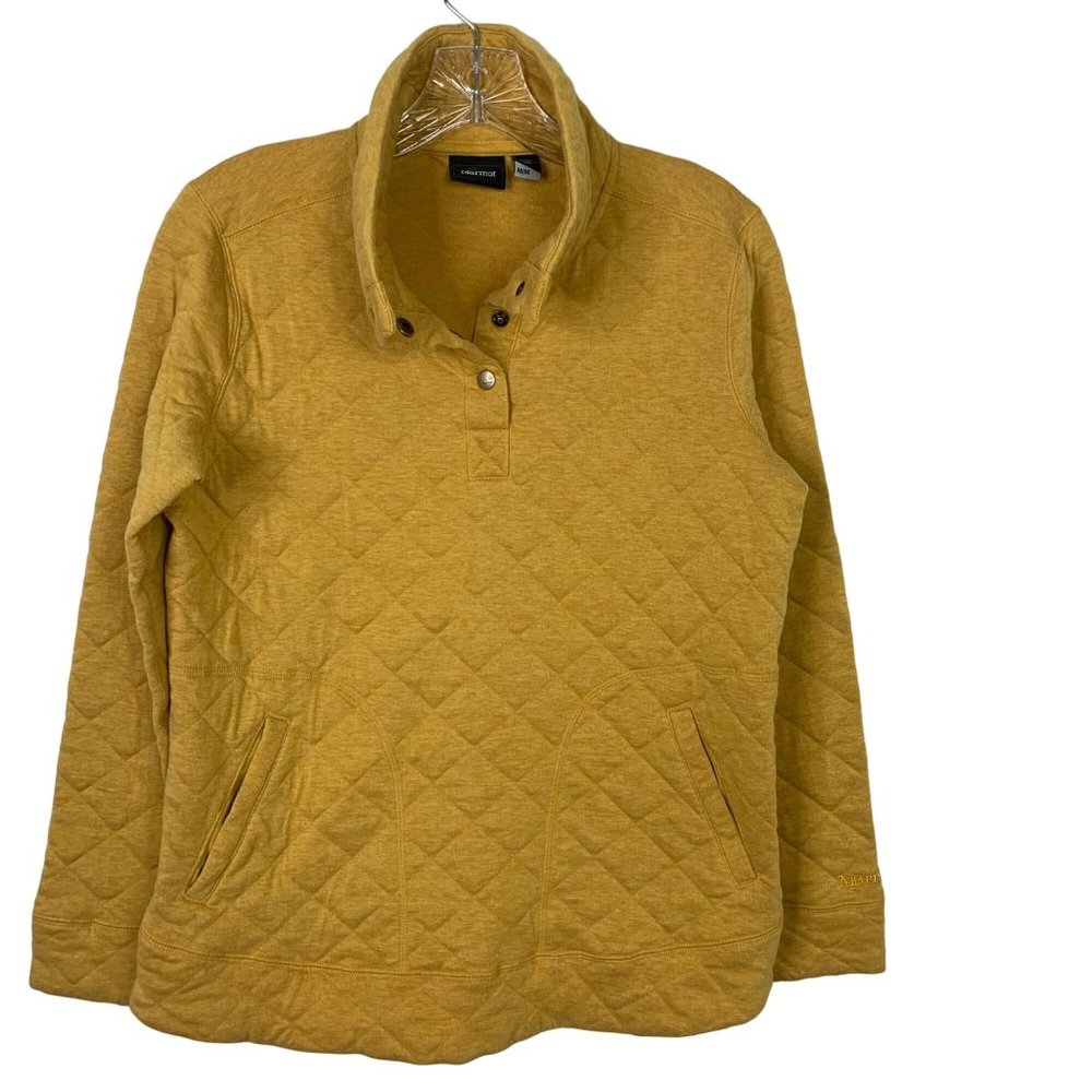 Marmot Roice Quilted Pullover Snap Women's Size M Yellow